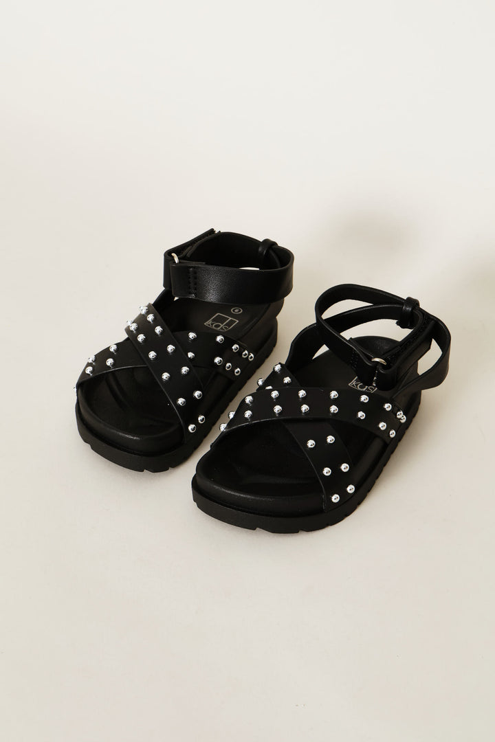Pre-Girls Stud Chunky Sandal - Black