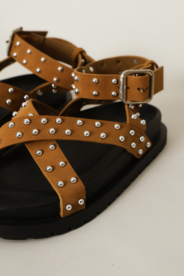 Girls Studded Sandal - Tan
