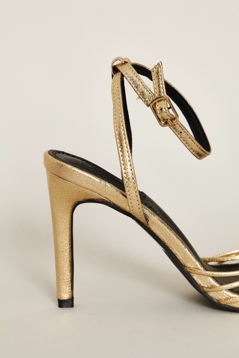 Strappy Knotted Stiletto Heel - Gold