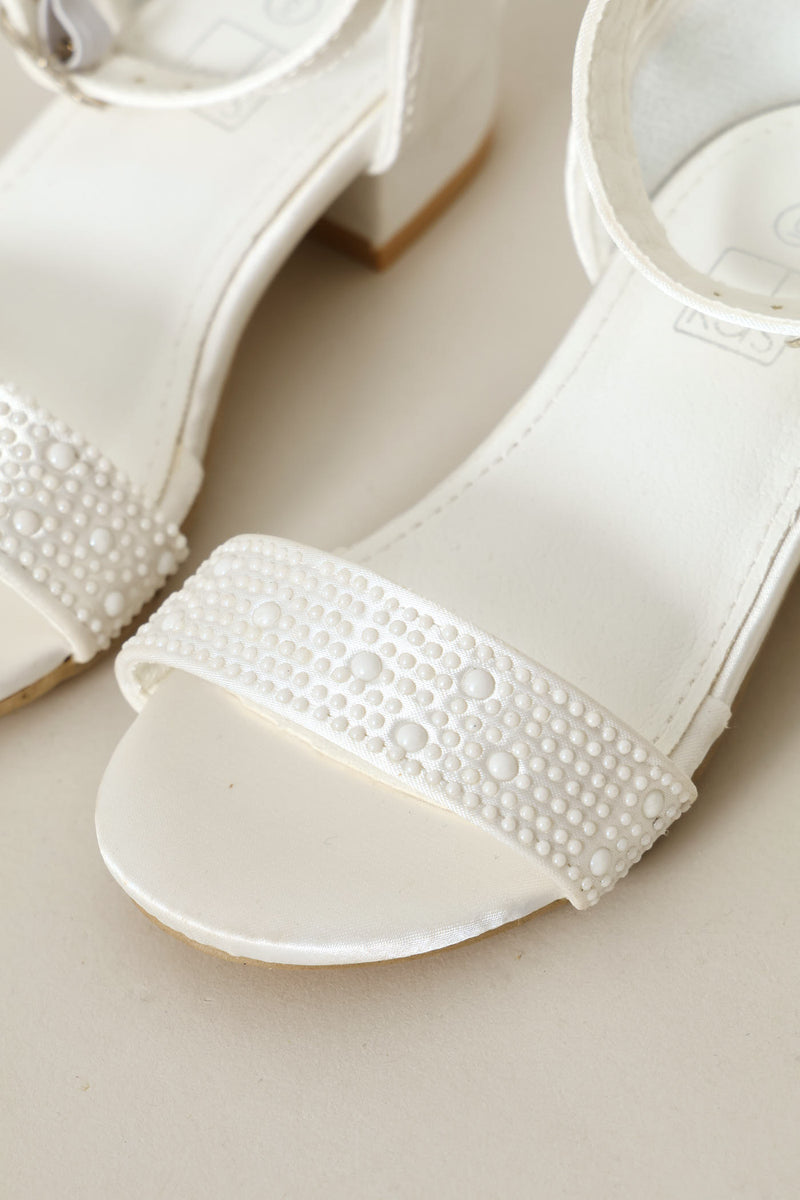 Pre-Girls Pearly Heel Sandal - White