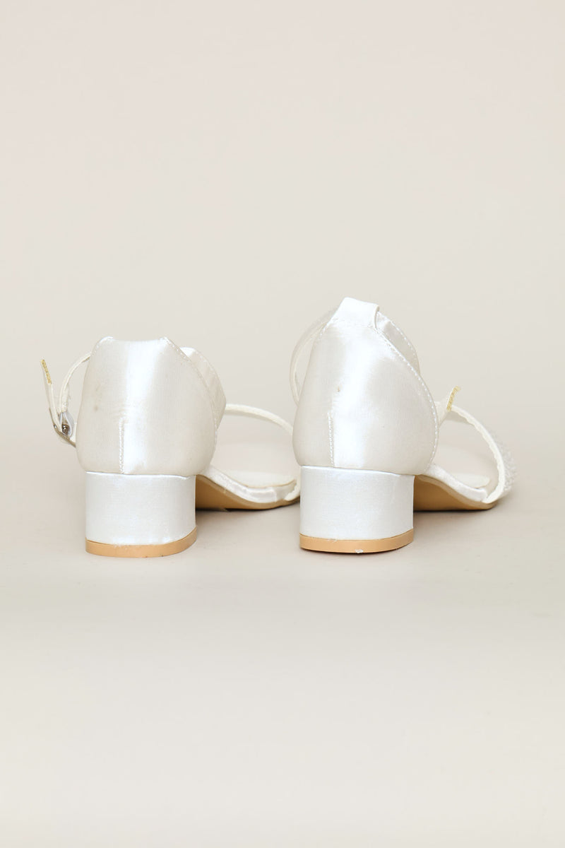 Girls Pearl Vamp Heeled Sandal - White