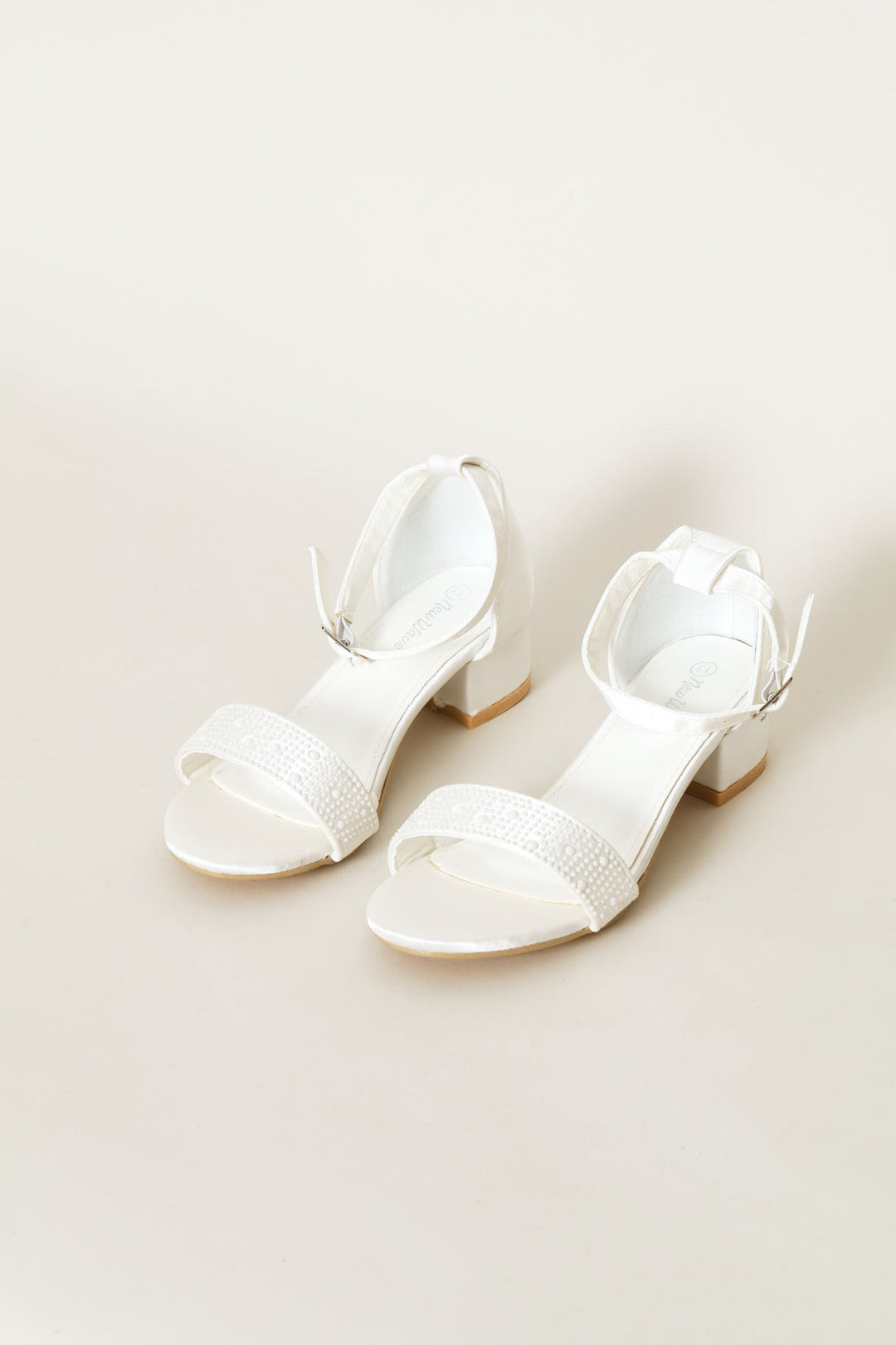 Girls Pearl Vamp Heeled Sandal - White
