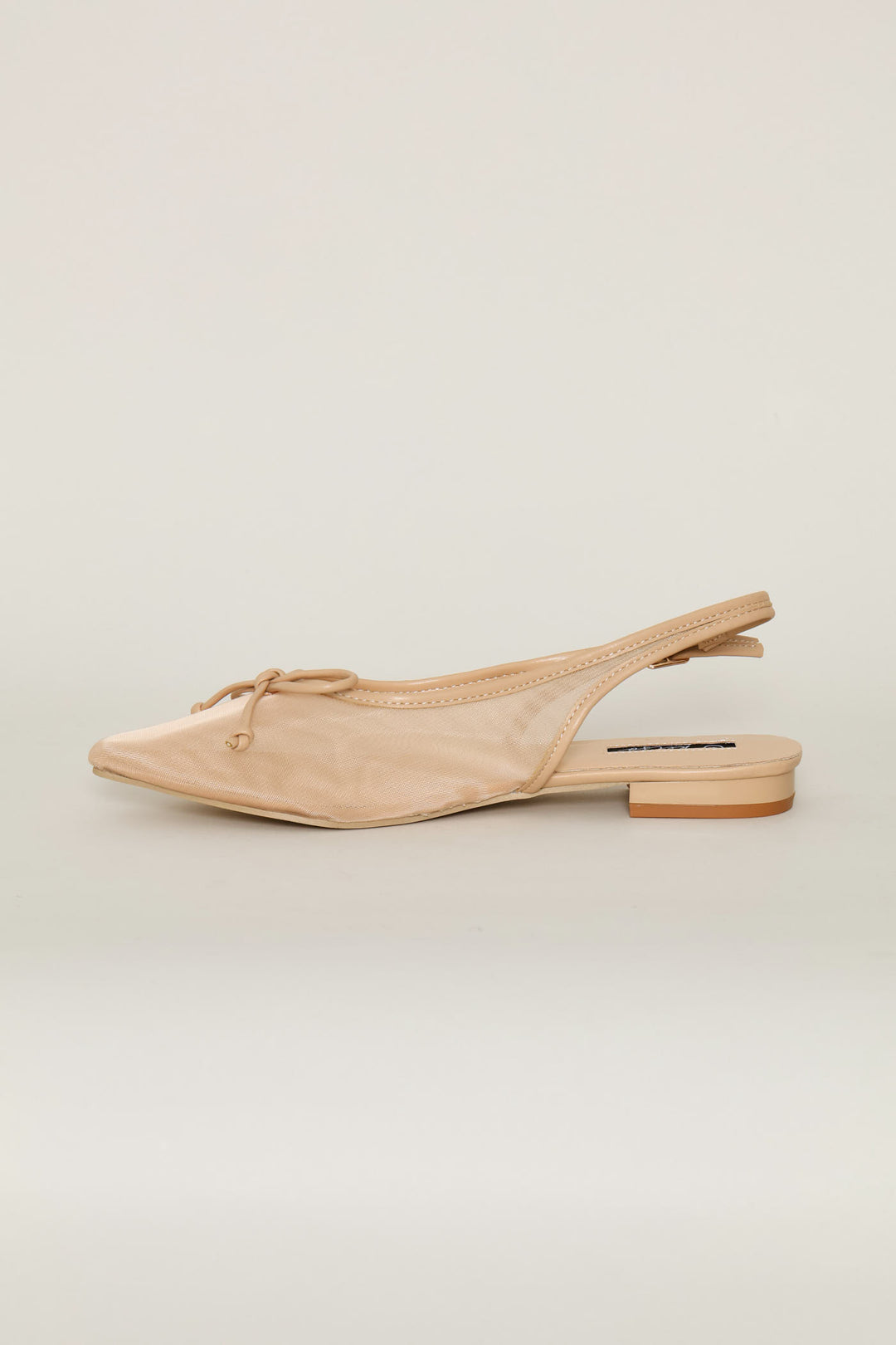 Mesh Pointed Toe Slingback - Natural