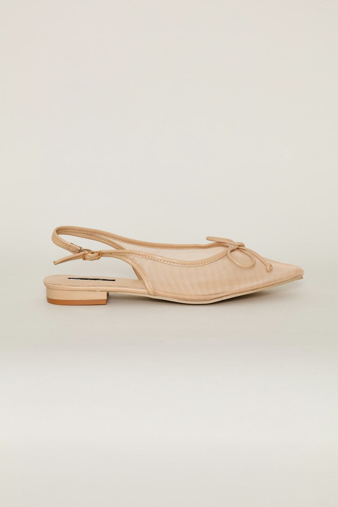 Mesh Pointed Toe Slingback - Natural