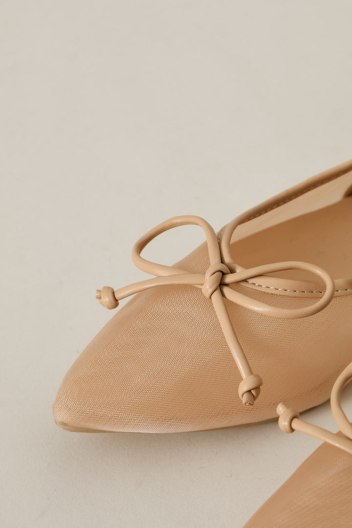 Mesh Pointed Toe Slingback - Natural