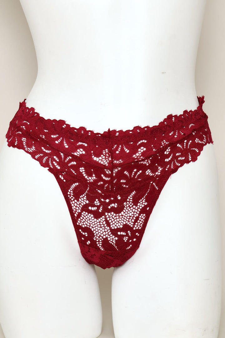 2 Pack Galoon Lace Brazilian Panties - Beetroot