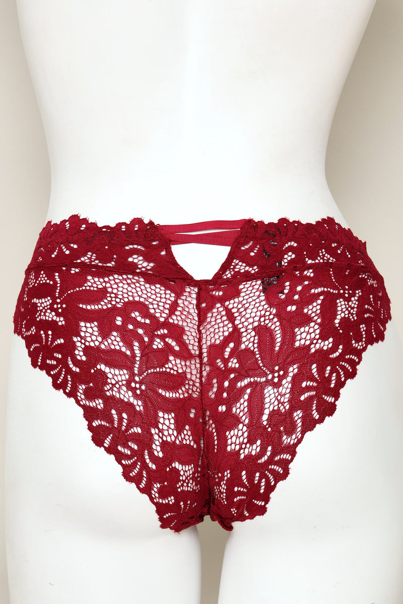2 Pack Galoon Lace Brazilian Panties - Beetroot