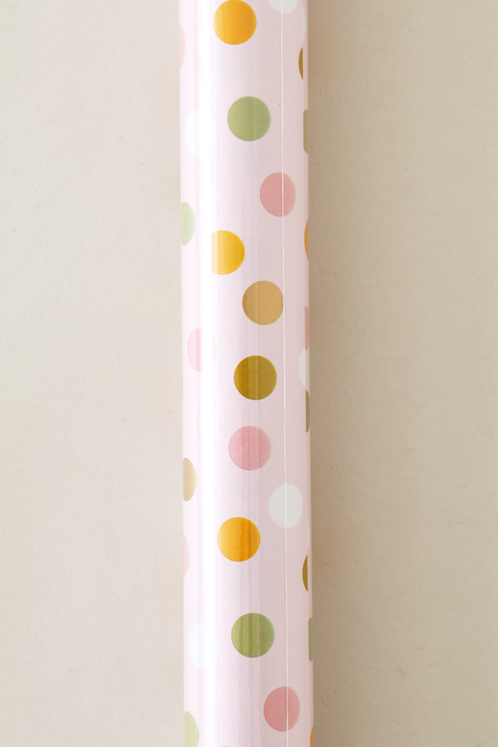 Polka Dot Foil Gift Wrap - Light Pink