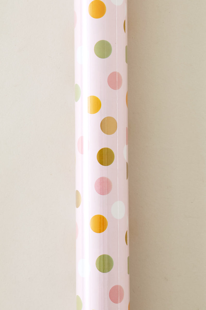 Polka Dot Foil Gift Wrap - Light Pink