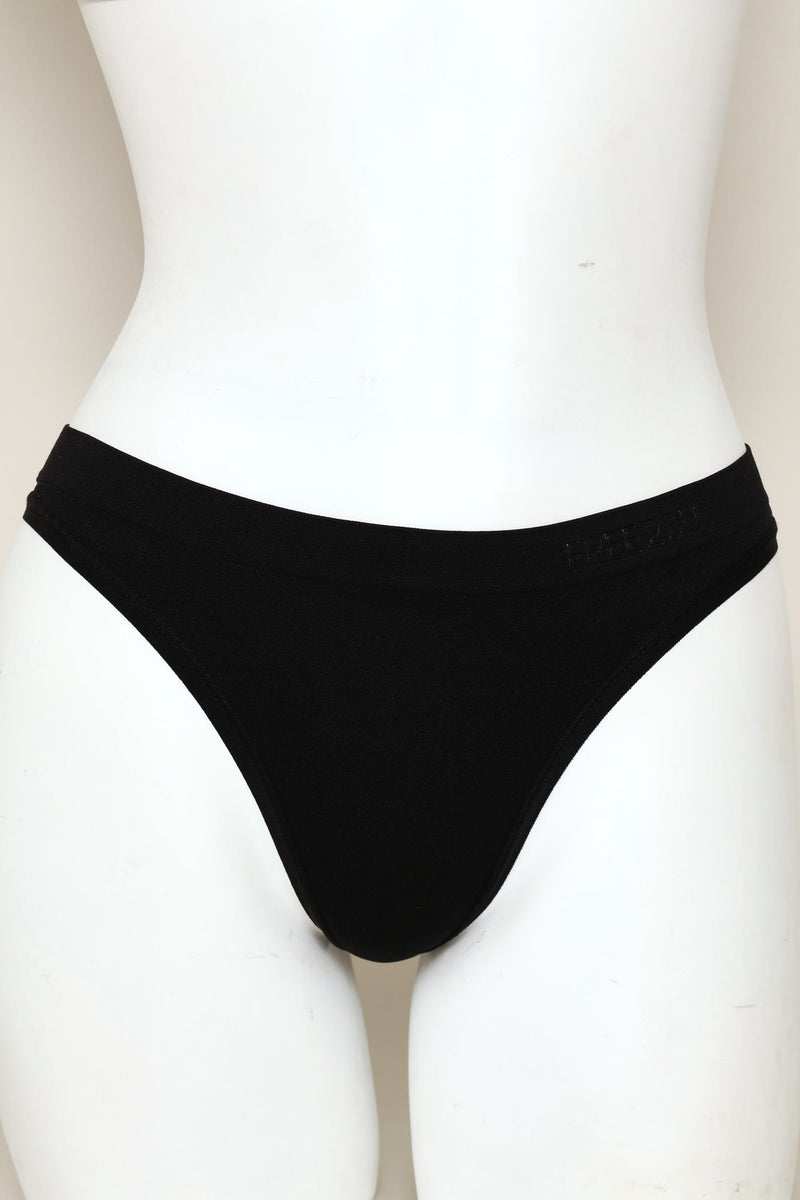 3 Pack Seamless Thong Panties - Black/Mocca/White