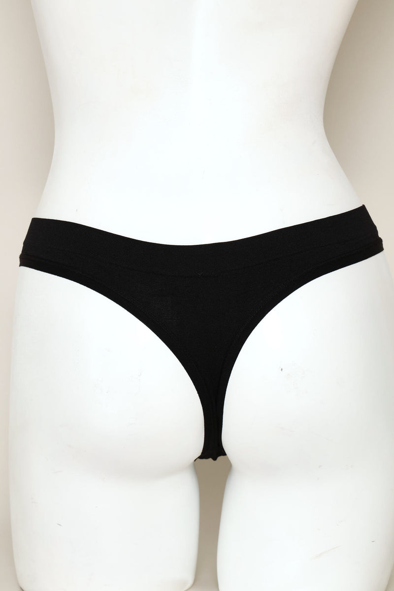 3 Pack Seamless Thong Panties - Black/Mocca/White