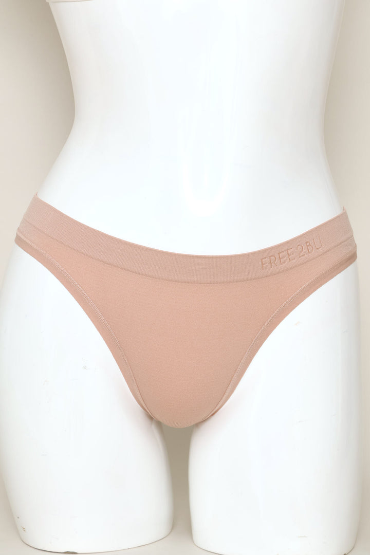 3 Pack Seamless Thong Panties - Black/Mocca/White