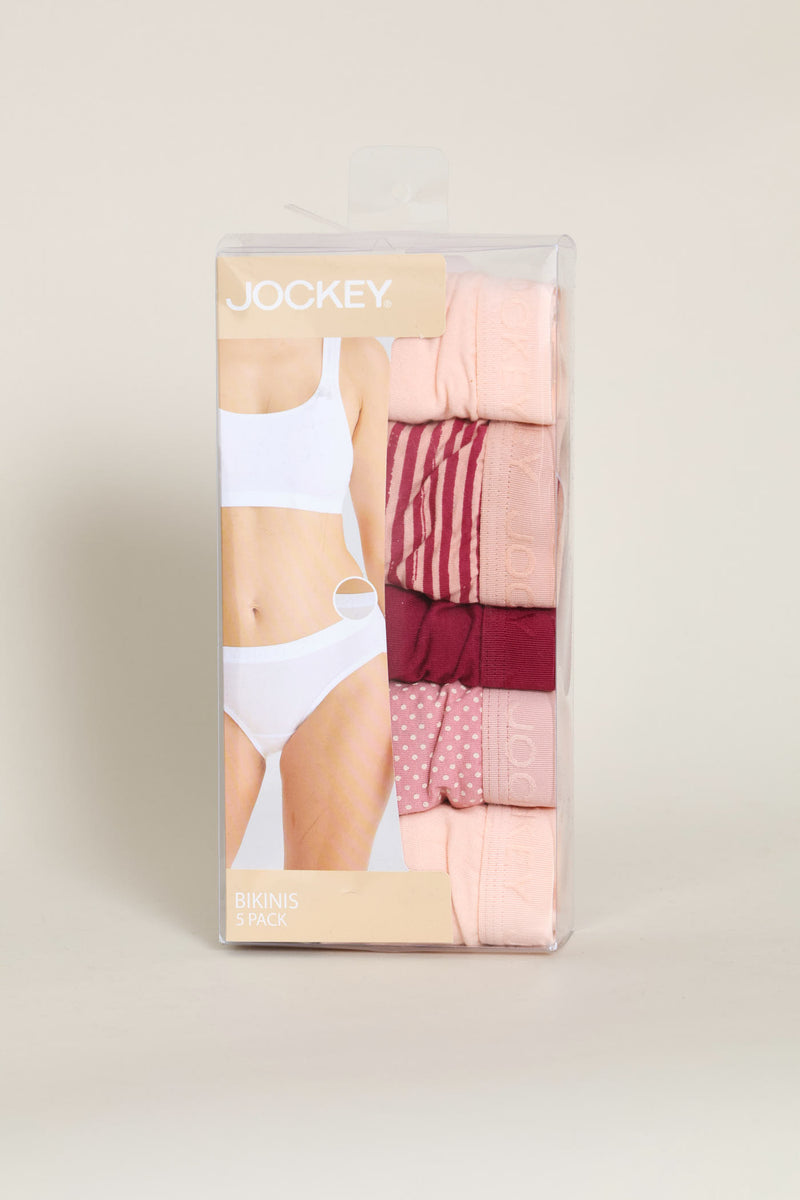 5 Pack Cotton Brush Strokes Print Bikini Panties - Multi