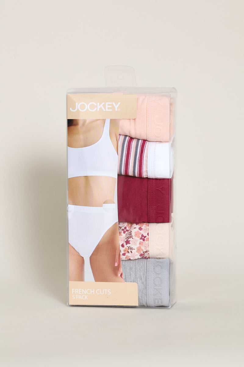 5 Pack Berry Stripe Hi-Cut Panties - Multi