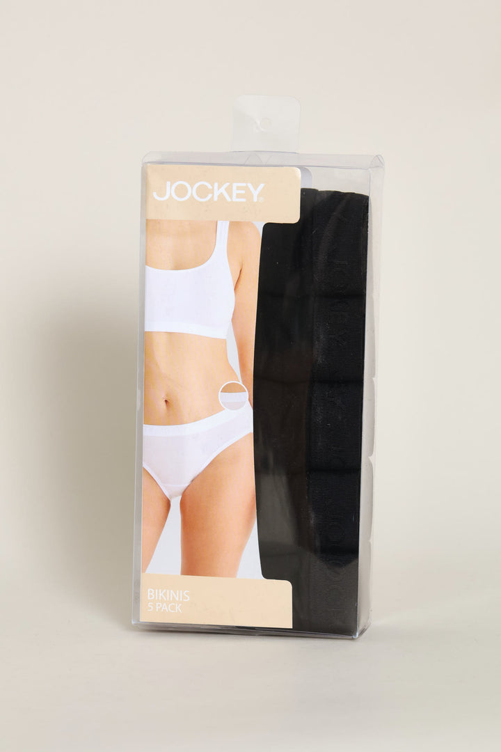 5 Pack Cotton Tonal Bikini Panties - Black
