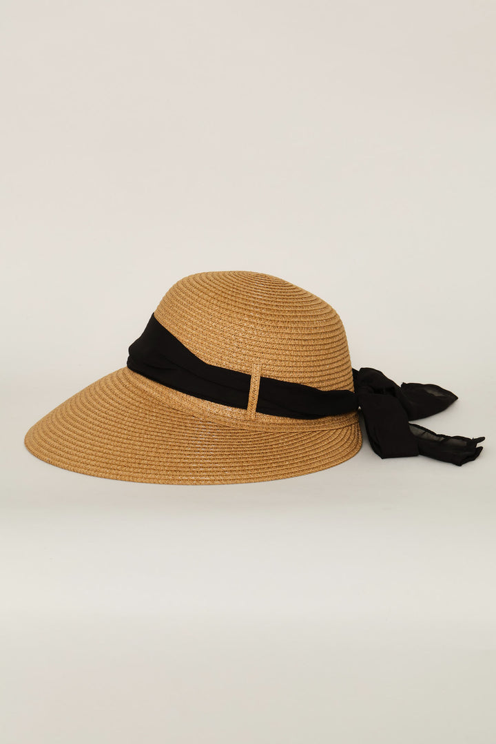 Extended Visor With Ribbon - Tan