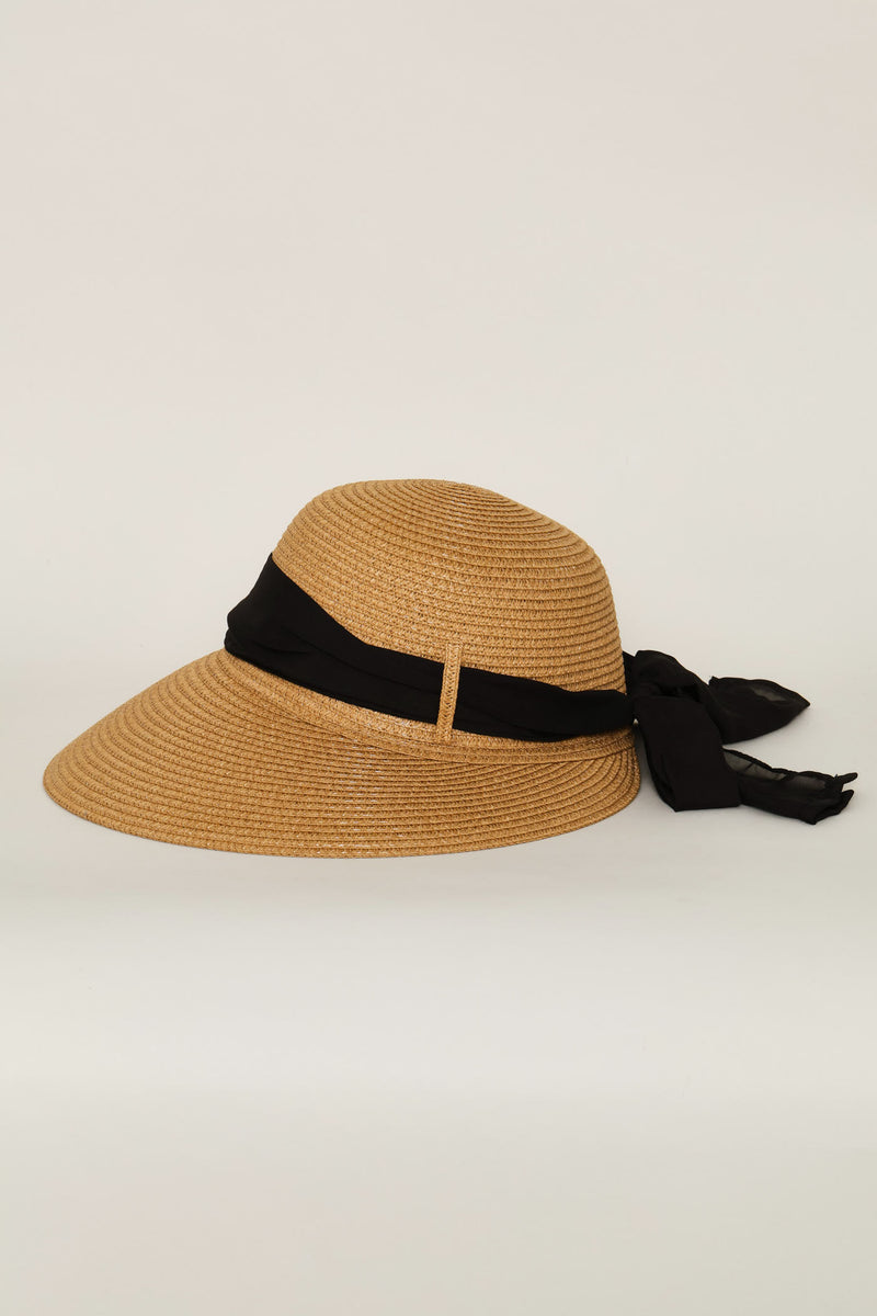 Extended Visor With Ribbon - Tan