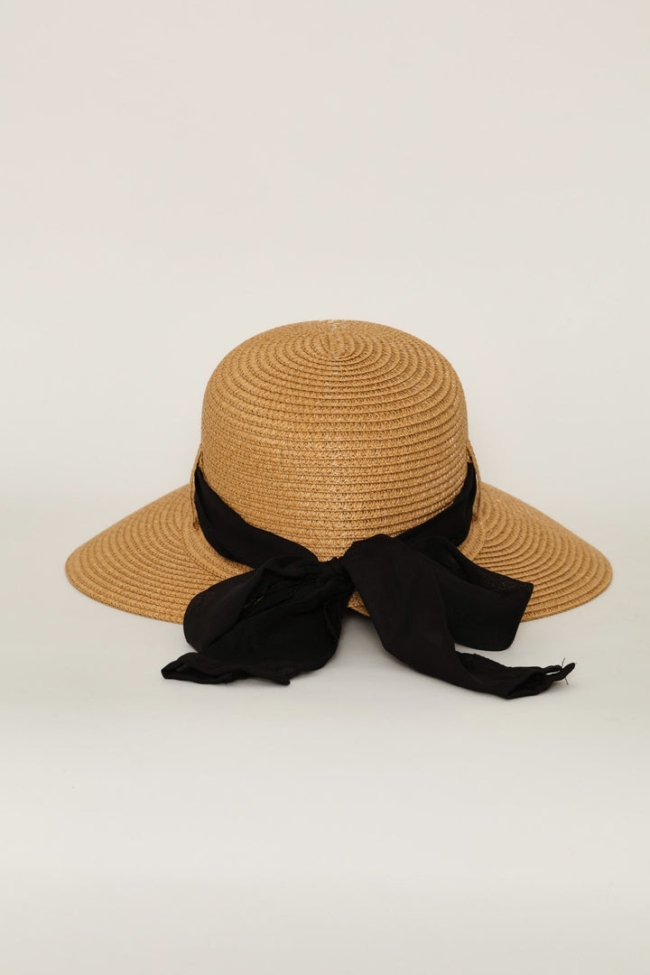 Extended Visor With Ribbon - Tan