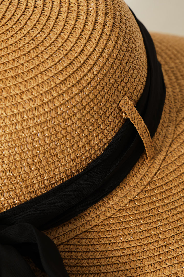 Extended Visor With Ribbon - Tan