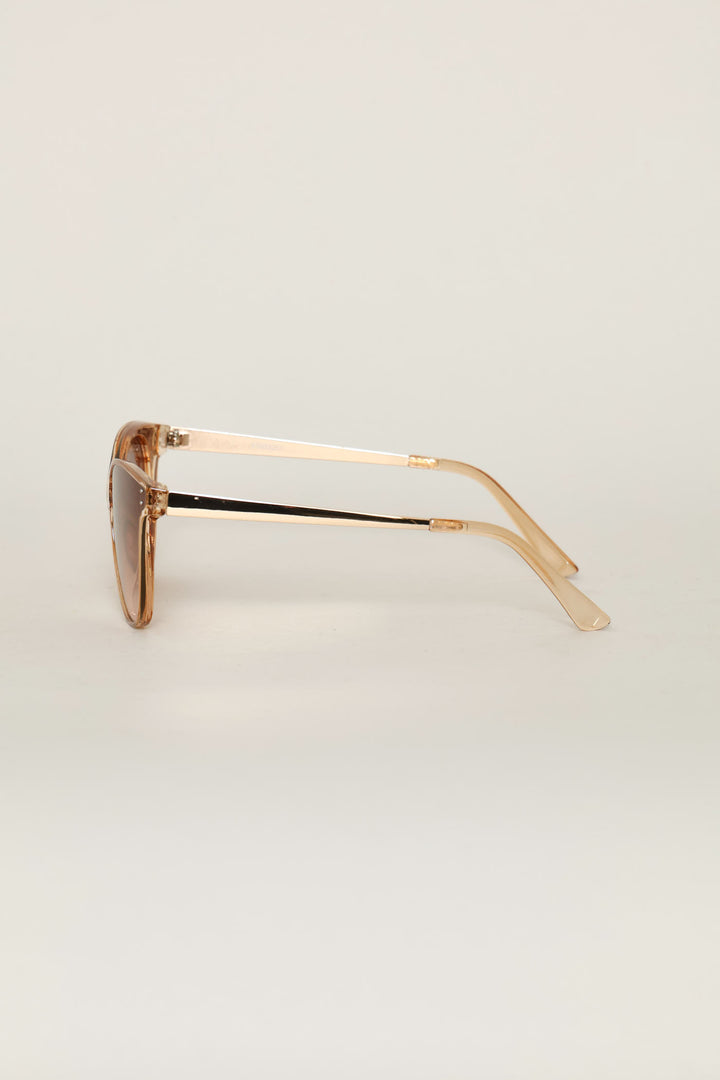 Crystal Rounded Cateye Gradient Lens Sunglasses - Tan
