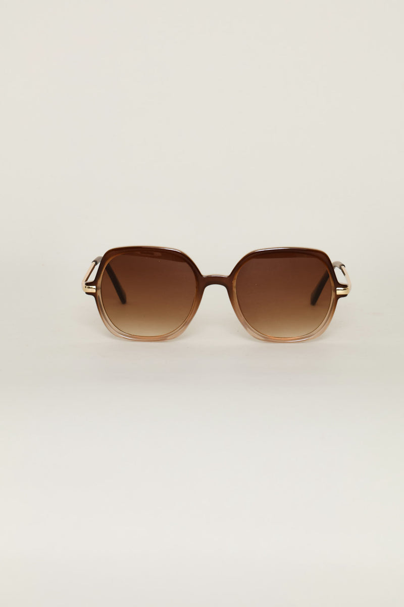 Square Ombre Smoke Lens Sunglasses - Brown