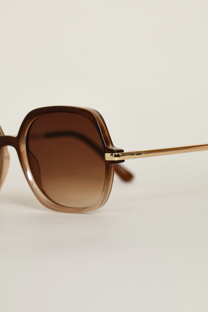Square Ombre Smoke Lens Sunglasses - Brown