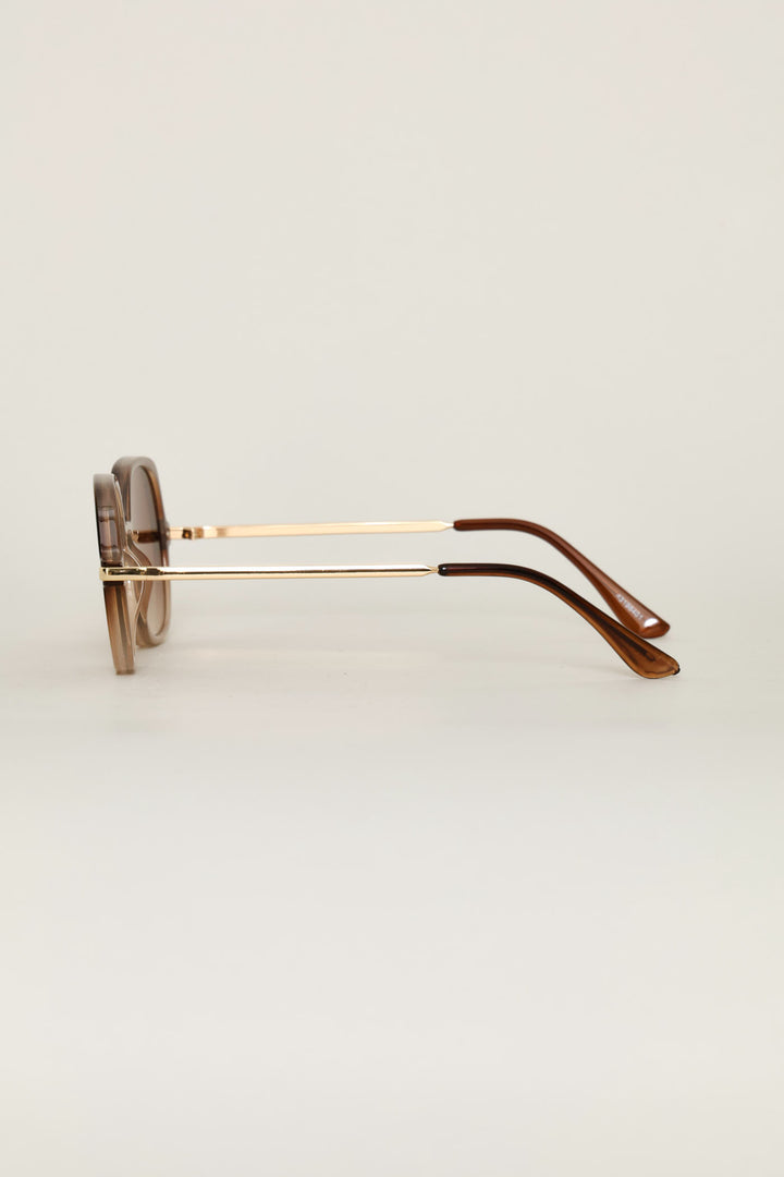 Square Ombre Smoke Lens Sunglasses - Brown