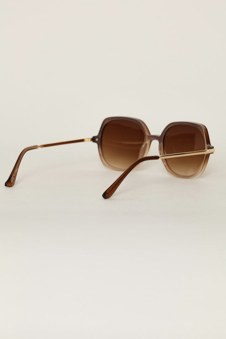Square Ombre Smoke Lens Sunglasses - Brown