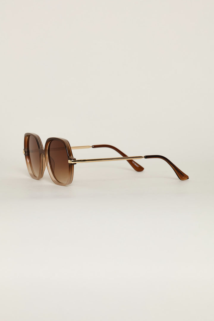 Square Ombre Smoke Lens Sunglasses - Brown