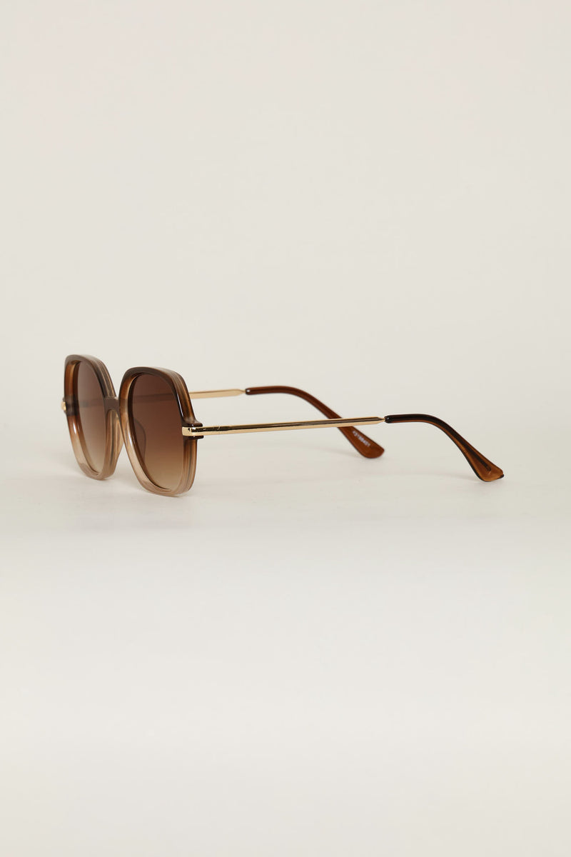 Square Ombre Smoke Lens Sunglasses - Brown