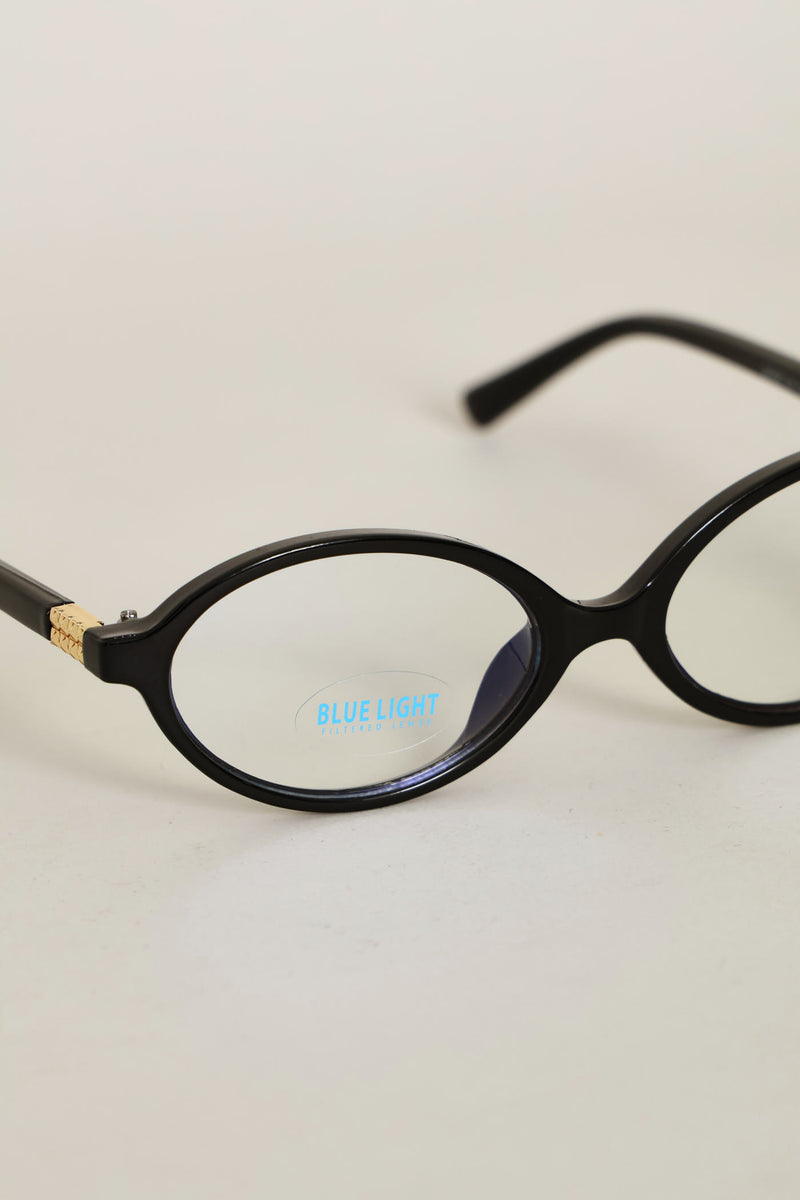 Small Oval Blue Blocker Sunglasses - Black