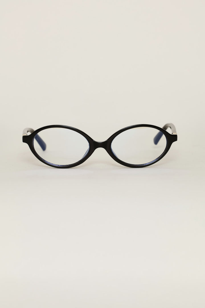 Small Oval Blue Blocker Sunglasses - Black