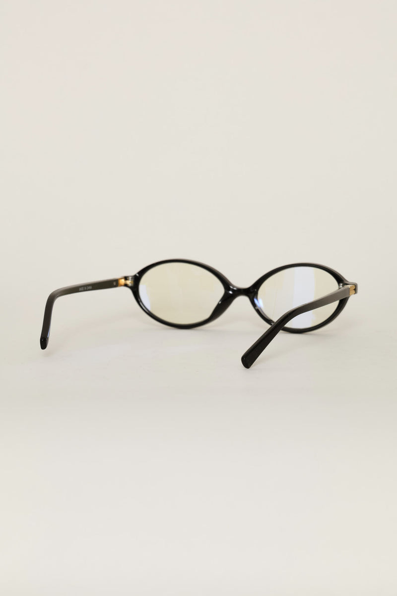 Small Oval Blue Blocker Sunglasses - Black