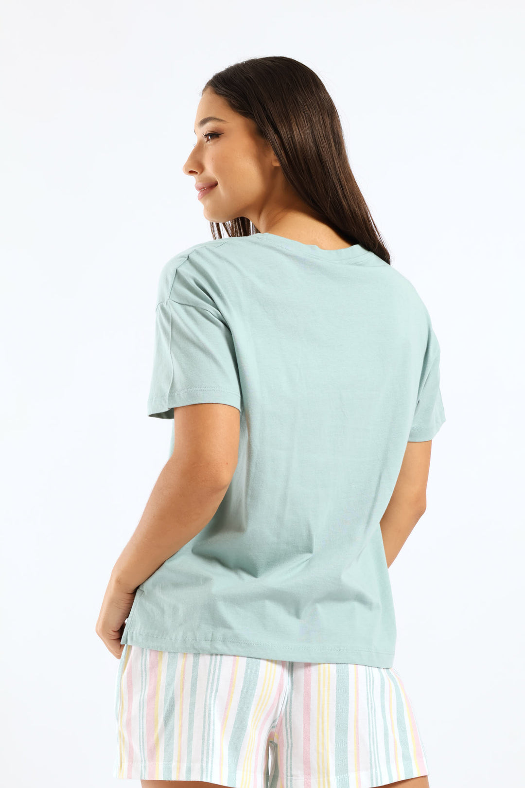 Stripe Short Knit Set - Duck Egg