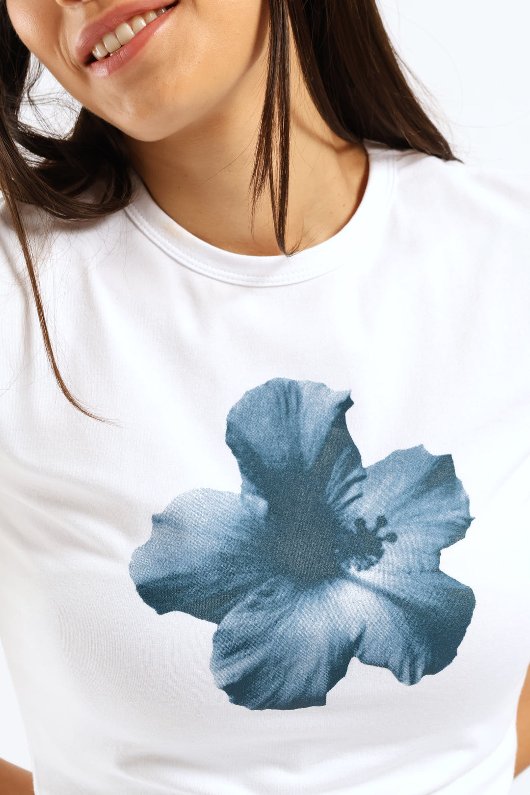 Hibiscus Baby Tee - White