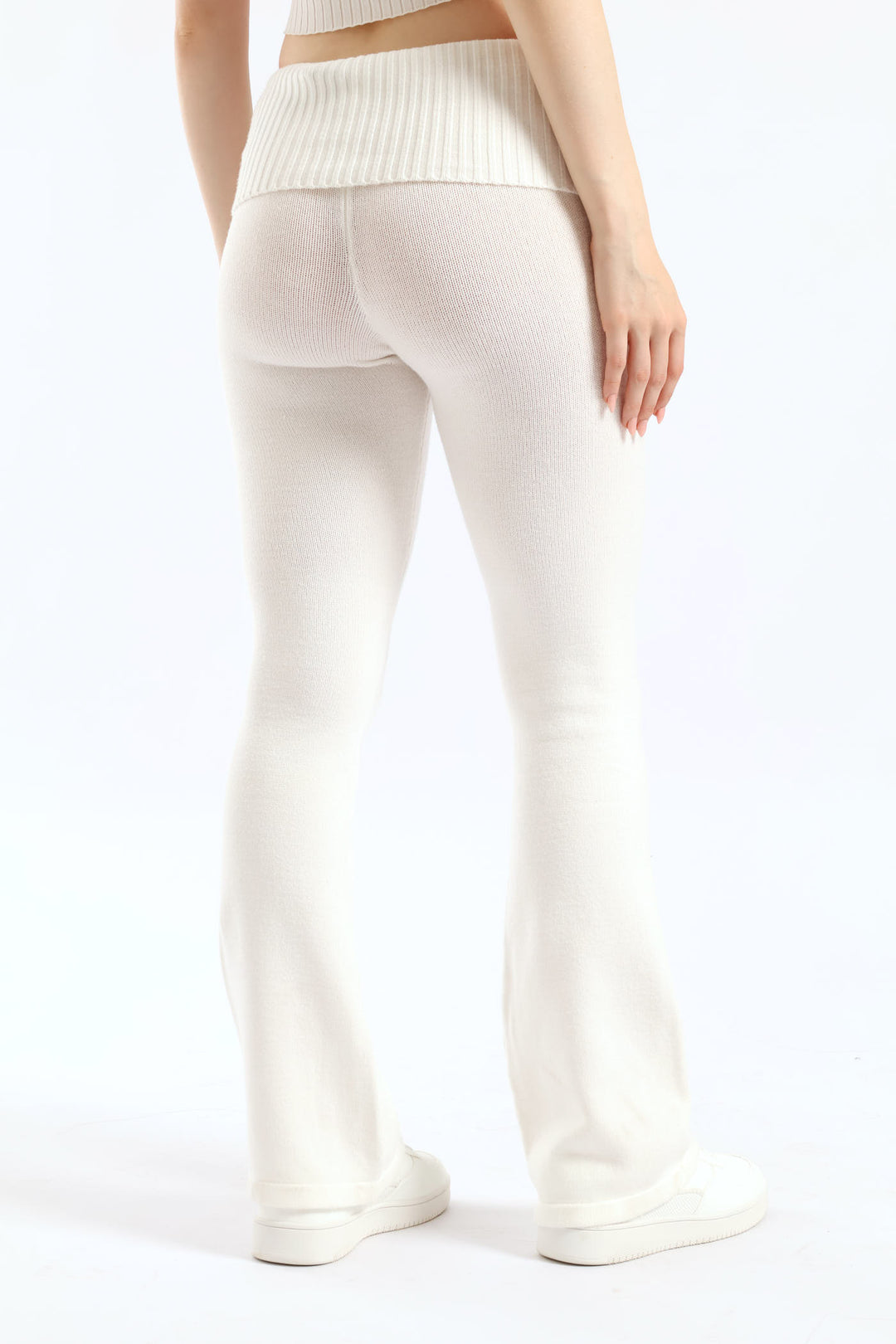 Mid Rise Flare Leg Pant - White