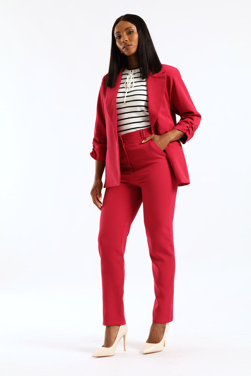 Double Belt Loop Tapered Leg Pant - Magenta