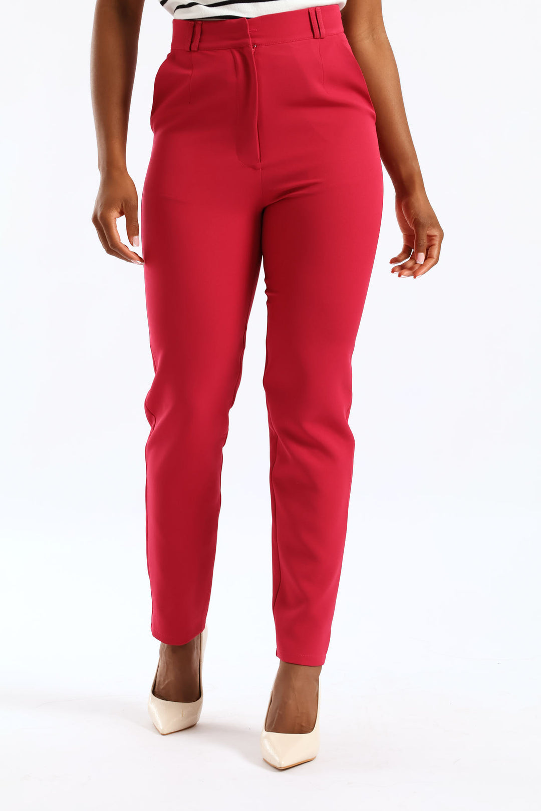 Double Belt Loop Tapered Leg Pant - Magenta