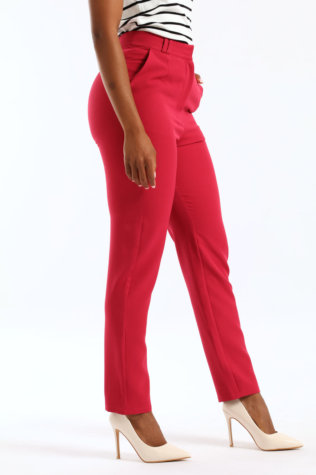 Double Belt Loop Tapered Leg Pant - Magenta