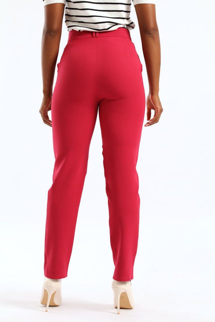Double Belt Loop Tapered Leg Pant - Magenta