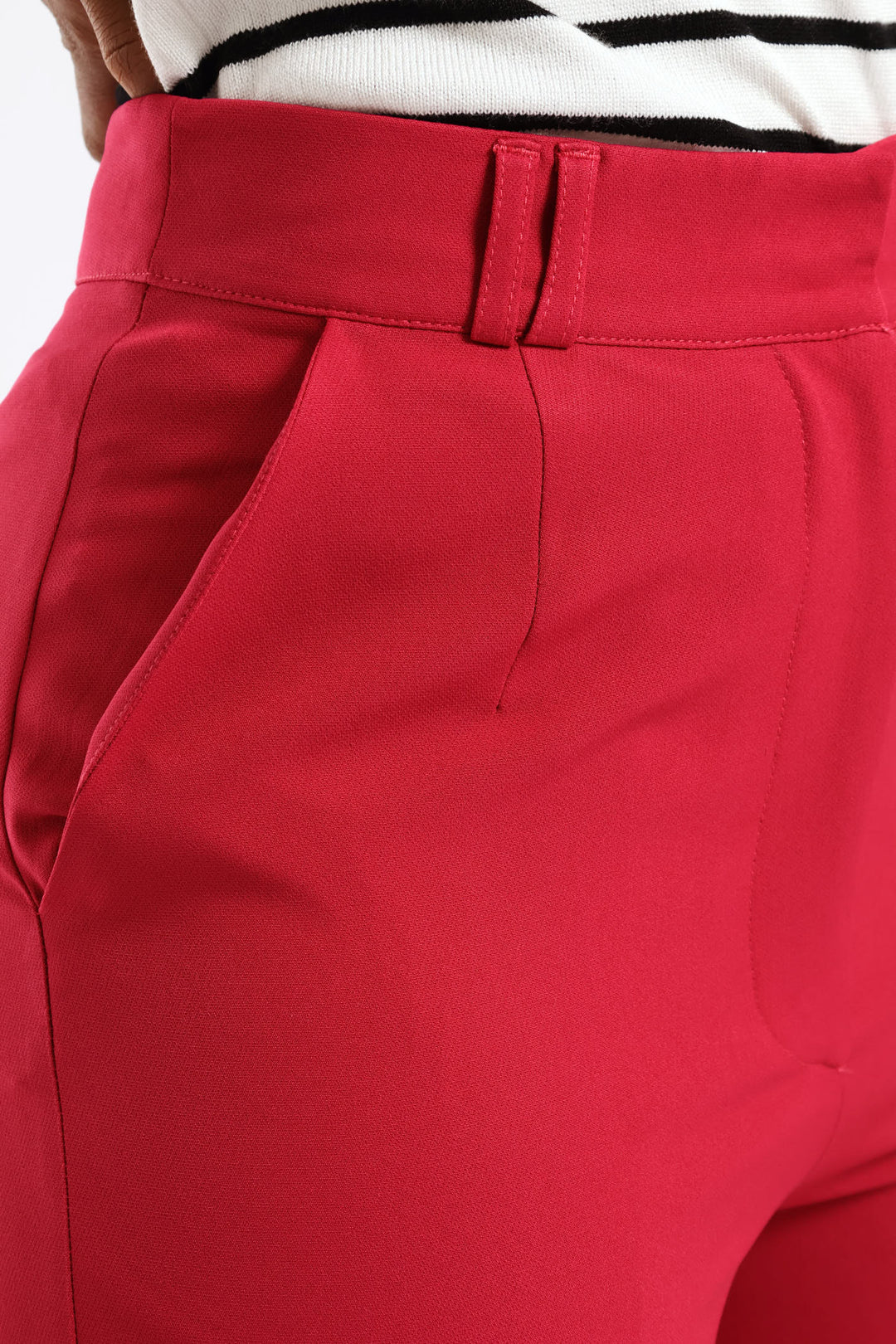 Double Belt Loop Tapered Leg Pant - Magenta