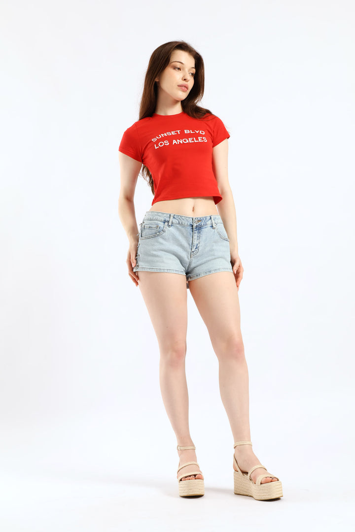 Short Sleeve Logo Baby Tee - Red