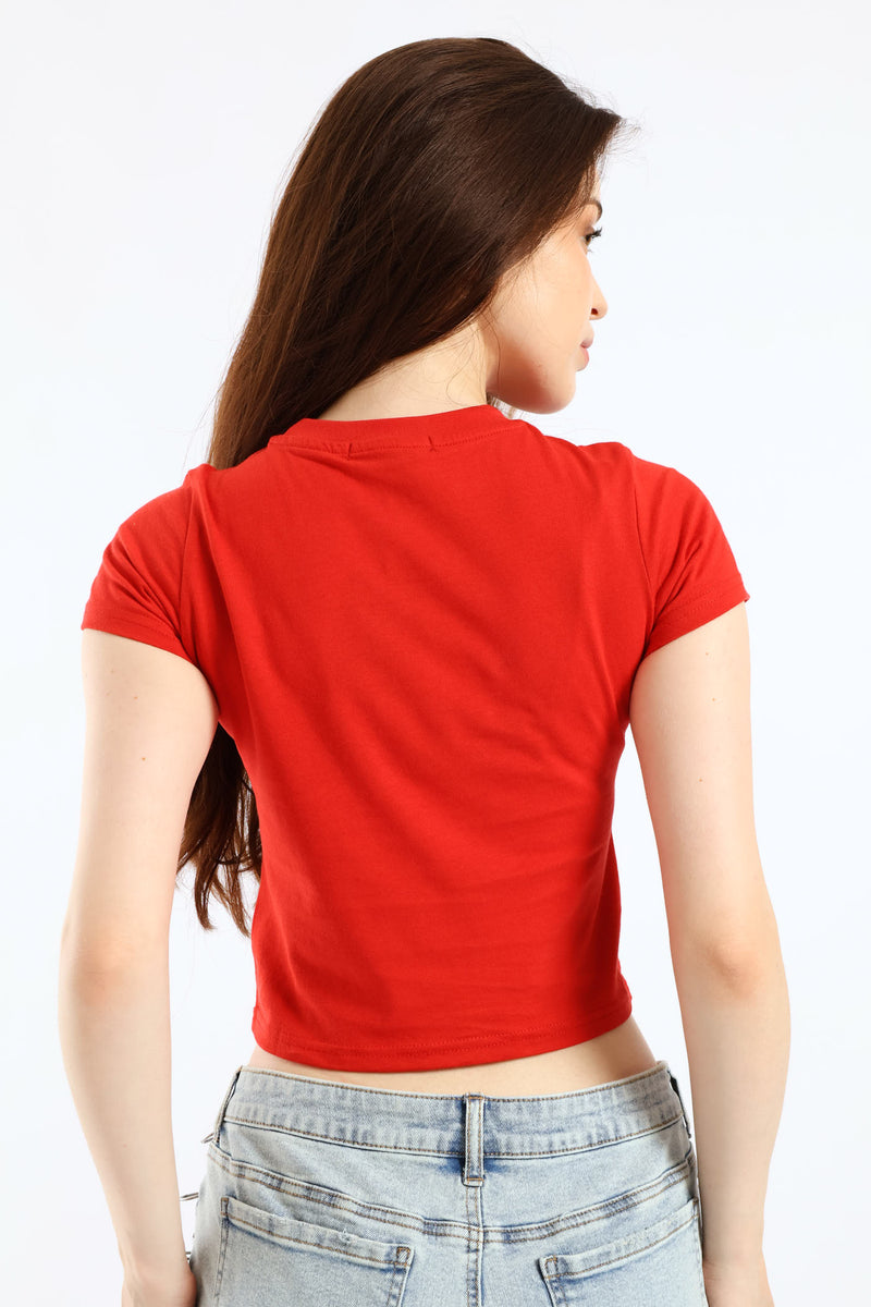 Short Sleeve Logo Baby Tee - Red