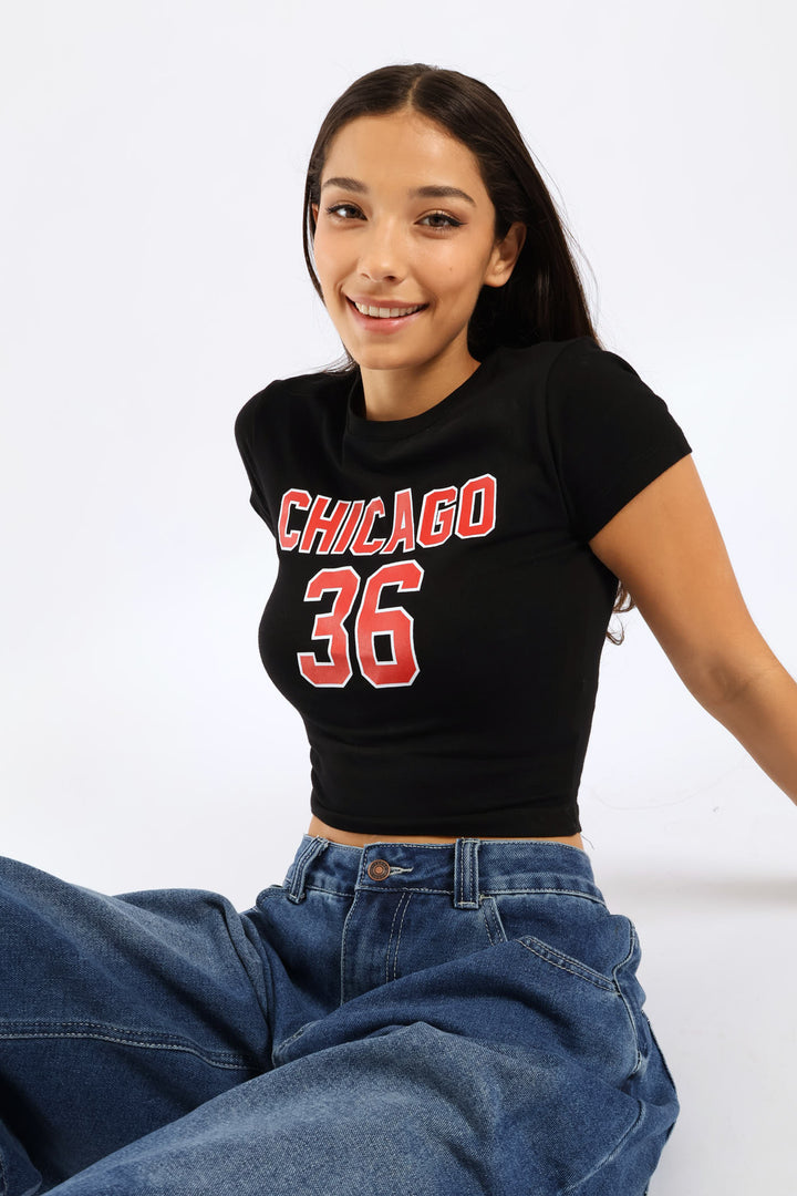 Chicago Baby Tee - Black