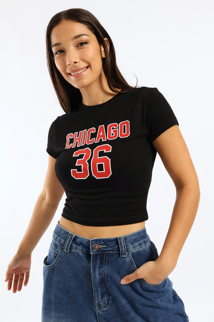 Chicago Baby Tee - Black