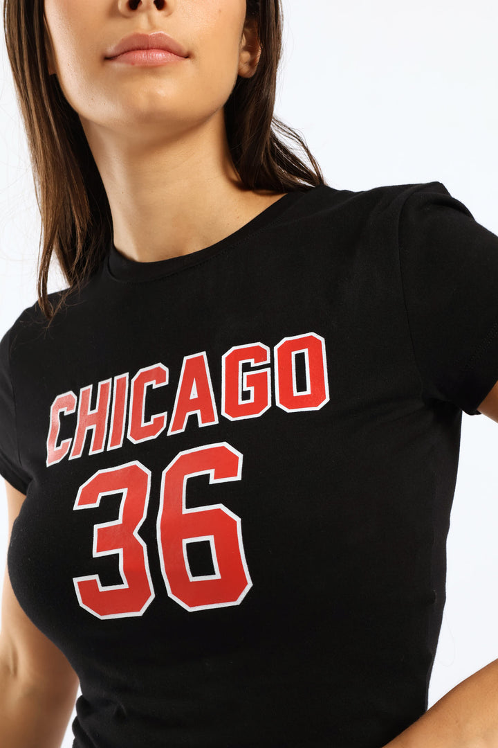 Chicago Baby Tee - Black