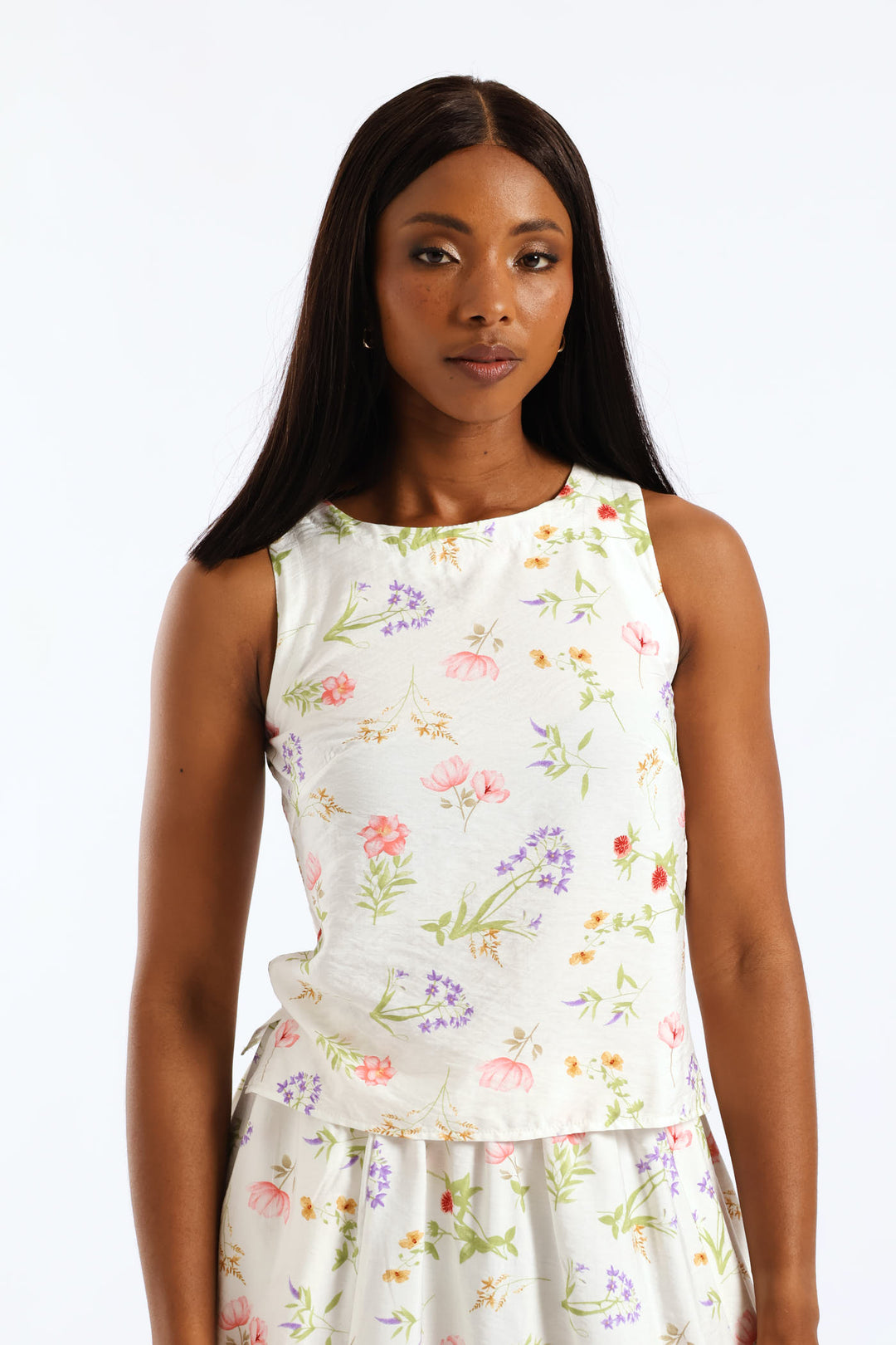 Garden Floral Shell Swing Tank - Cream