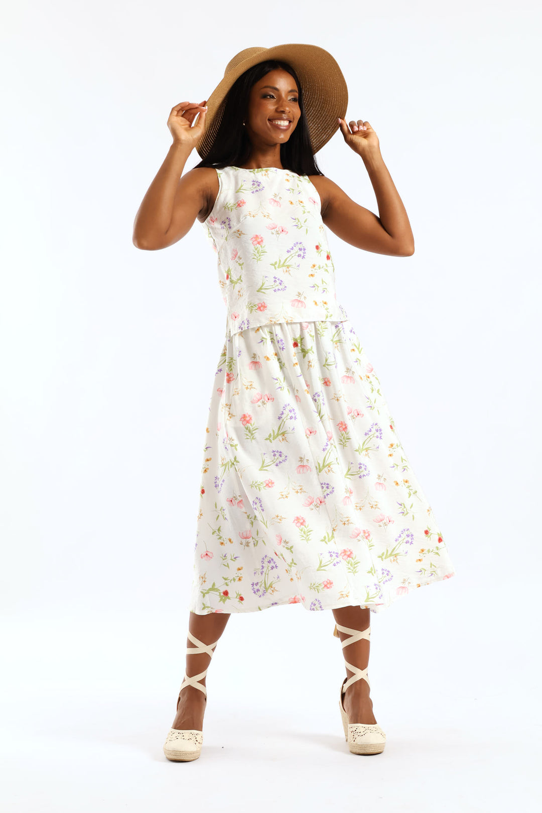 Garden Floral Shell Swing Tank - Cream