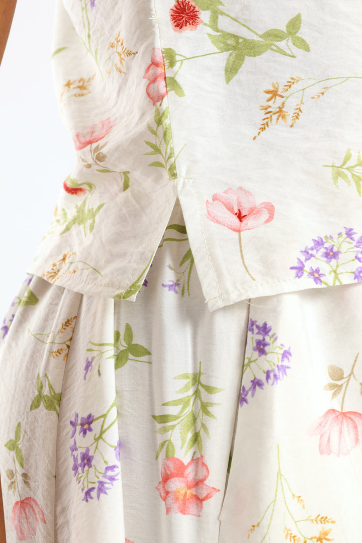 Garden Floral Shell Swing Tank - Cream