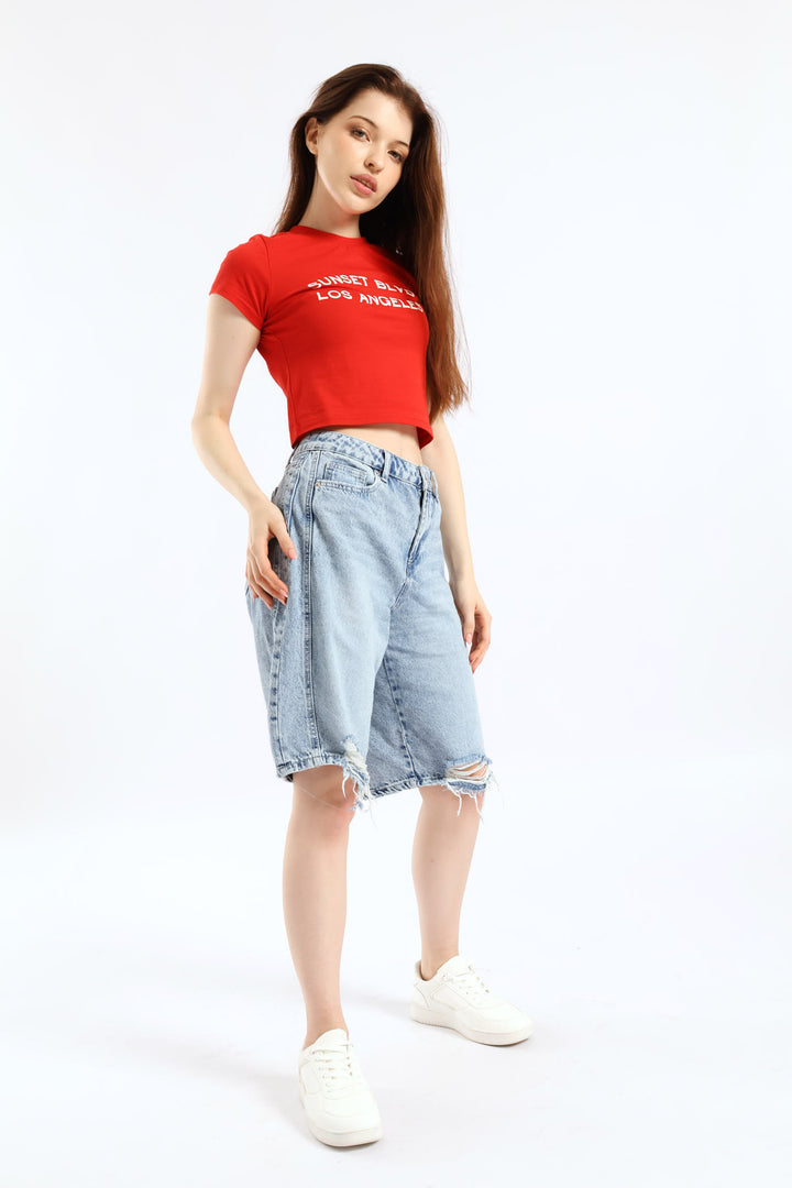90's Fit Denim Short - Light Blue